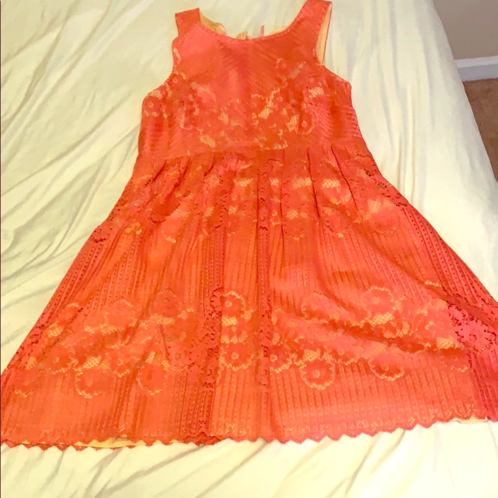 Pick with tan slip dress